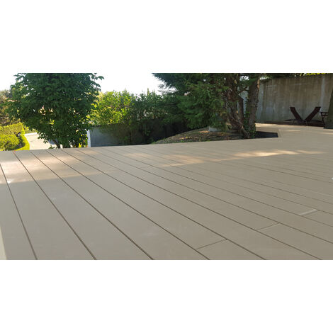 Green Outside – Kit complet terrasse composite 30 m² beige – 78 lames 2600x146x24mm – Résistant aux UV et aux intempéries – Installation facile et sans échardes