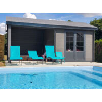 Green Outside – Abri de jardin en aluminium et composite 18.5m² – Résistant aux intempéries – Toit 2 pentes – Montage emboîtement – Double porte avec vitrage