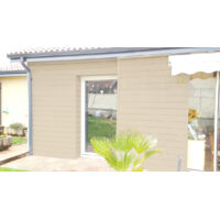 Green Outside – Lame de bardage composite 2,60m – Coloris beige – Finition lisse brossé – Résistante aux UV et aux insectes – Sans entretien