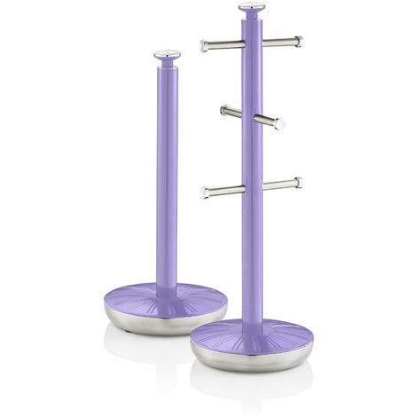 Swan Towel Pole and Mug Tree Set Purple
