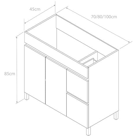 Meuble de salle de bain 80cm simple vasque sans miroir à poseravec portes et tiroirs - cambrian (chêne clair) - HARO