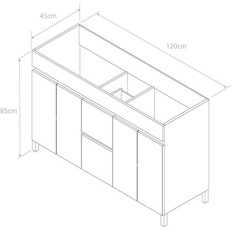 Meuble de salle de bain 120cm double vasque à poseravec portes et tiroirs - cambrian (chêne clair) - HARO