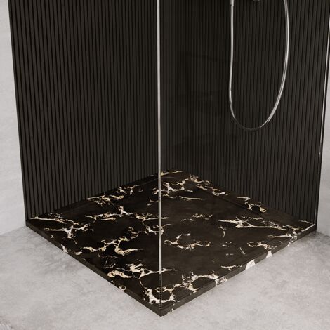 Receveur de douche en pierre naturelle extra plat à poser 70x70cm - noir marble - ORIGINE (1/3)