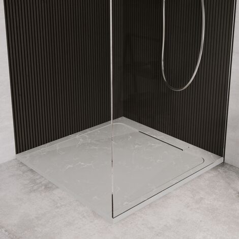 Receveur de douche en pierre naturelle extra plat à poser 70x70cm - gris marbre - ORIGINE (1/3)