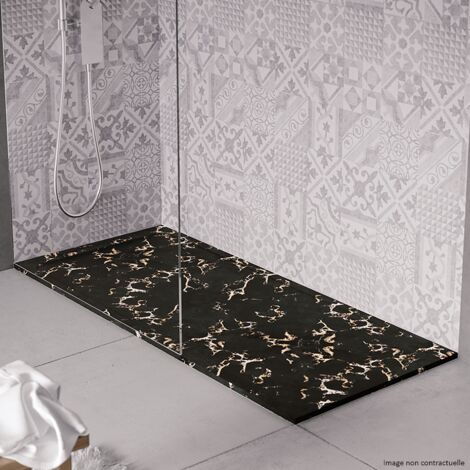 Receveur de douche en pierre naturelle extra plat à poser 70x110cm - noir marble - ORIGINE