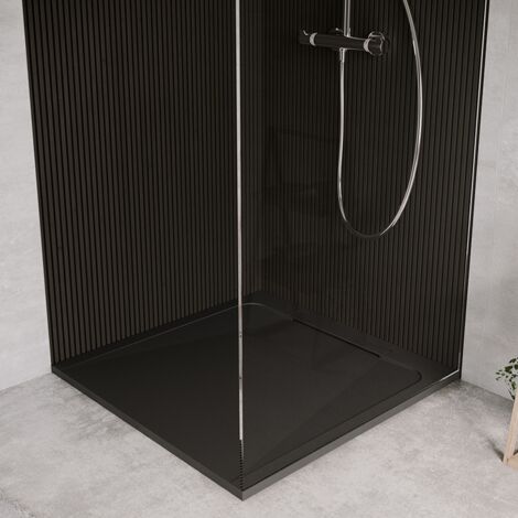 Receveur de douche en pierre naturelle extra plat à poser 70x70cm - noir - ORIGINE (1/3)
