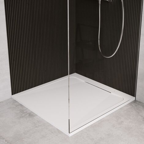 Receveur de douche en pierre naturelle extra plat à poser 70x70cm - blanc - ORIGINE (1/3)