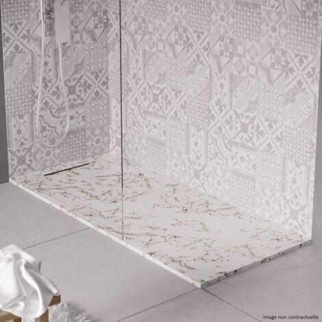 Receveur de douche en pierre naturelle extra plat à poser 80x120cm - blanc marbre - ORIGINE (1/3)