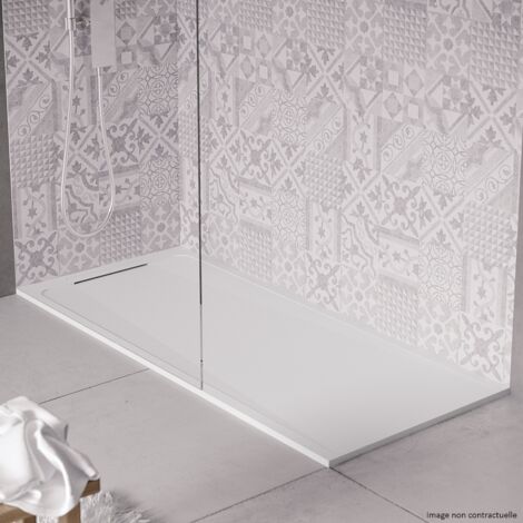 Receveur de douche en pierre naturelle extra plat à poser 70x90cm - blanc - ORIGINE (1/3)
