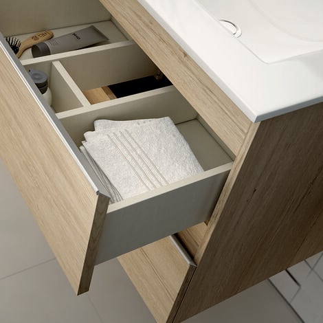 Meuble de salle de bain 140cm double vasque - 4 tiroirs - sans miroir - blanc - BALEA