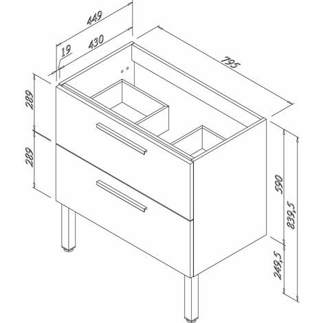 Meuble de salle de bain 80cm simple vasque - 2 tiroirs - sans miroir - cambrian (chêne clair) - CINTO