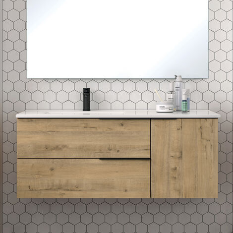 Ensemble complet de salle bains de 120 cm et de couleur gris mat