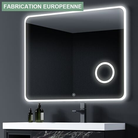 Miroir salle de bain LED 80 cm x 105 cm - interrupteur sensitif - ELEGANCE