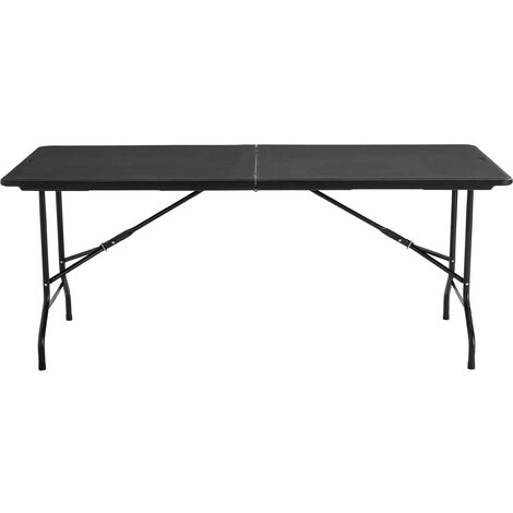 Mesa plegable de 180 cm de respaldo rectangular negra – Mesa de camping  para 8 personas, 180 x 74 x 74 cm, de HDPE de alta densidad, grosor 3,5 cm
