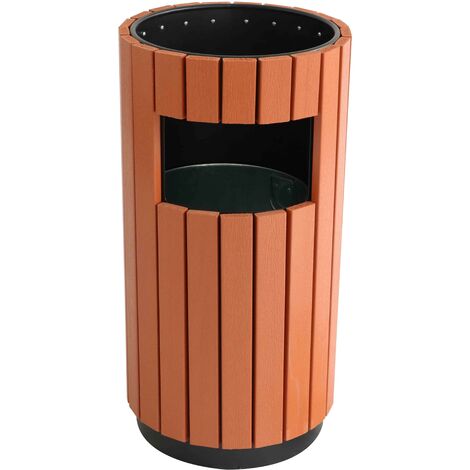 Papelera De Exterior Con Cenicero Integrado - Acero Inoxidable, 60 Cm De Alto, Capacidad 30L (Cubo Interior De 12L). Ideal Para Jardín O Entrada