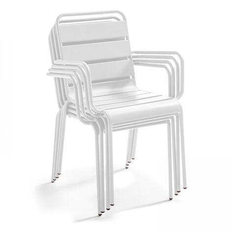 Silla con Reposabrazos Stack Blanca 52x40x82cm 7house