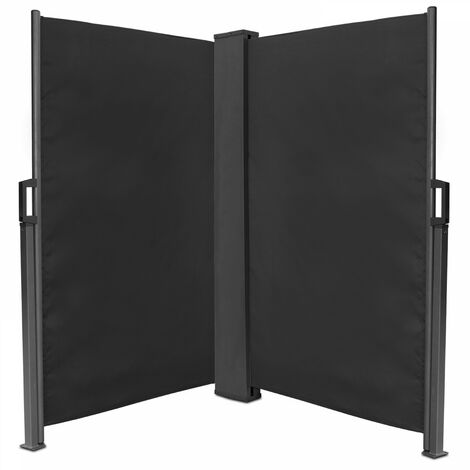 El cuarto Suavemente cubrir Doble biombo para exterior retráctil 6 x 1,60 m negro Panama