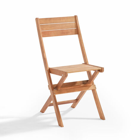 Lot de 2 chaises pliantes d'extérieur en bois d'eucalyptus