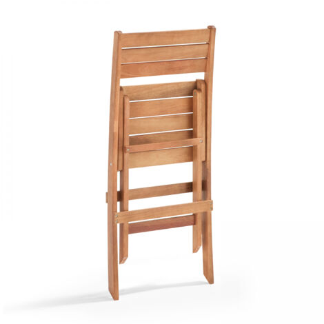 Lot de 2 chaises pliantes d'extérieur en bois d'eucalyptus