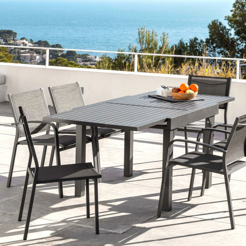 Table de jardin 8 places Aluminium Murano (210 x 100 cm) - Gris ardoise -  Salon de jardin, table et chaise - Eminza