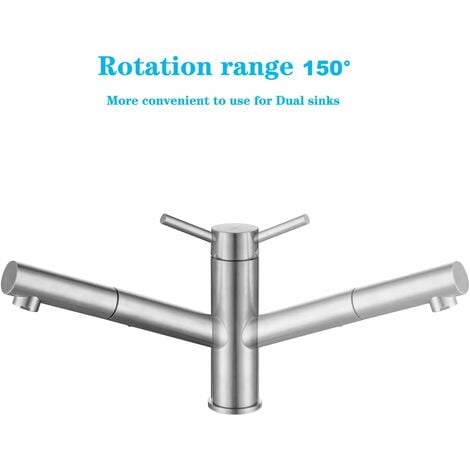 ONECE Robinet de Cuisine avec Douchette Extractible, Mitigeur Bec Pivotant à 150° pour Evier, Robinetterie Nickel Brossé en Acier Inoxydable, Robinet Eau Froide et Chaude, Mousseur Démontable