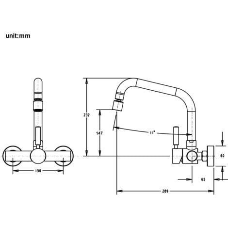 ONECE Robinet de Cuisine Mural 2 Jets d'eau, Mitigeur d'évier Cuisine en Acier Inoxydable 304, Robinet Cuisine avec Bec Rotatif, Mitigeur Encastré Monocommande Pivotant à 360°, Brossé