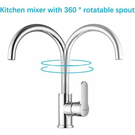 ONECE Robinet Cuisine Rotatif à 360°, Mitigeur Évier Monocommande, Chaude et Froide Réglable, Robinetterie Anti-calcaire pour Cuisine, Robinet Mitigeur Aérateur Démontable, Surface Chromé Brillante