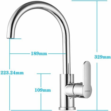 ONECE Robinet Cuisine Rotatif à 360°, Mitigeur Évier Monocommande, Chaude et Froide Réglable, Robinetterie Anti-calcaire pour Cuisine, Robinet Mitigeur Aérateur Démontable, Surface Chromé Brillante