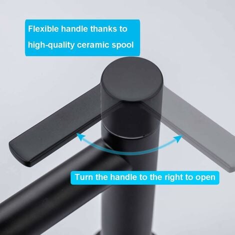 ONECE Robinet de Lavabo Eau Froide Uniquement, Mitigeur Salle de Bains en Laiton Durable, Robinet Lave-Mains Aérateur Démontable, Robinetterie pour Toilettes Invités, Cartouche Céramique, Noir