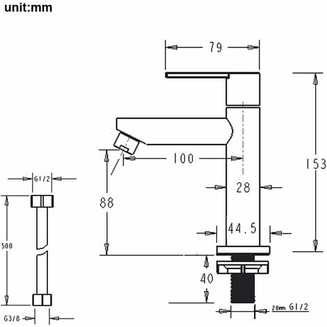 ONECE Robinet de Lavabo Eau Froide Uniquement, Mitigeur Salle de Bains en Laiton Durable, Robinet Lave-Mains Aérateur Démontable, Robinetterie pour Toilettes Invités, Cartouche Céramique, Noir