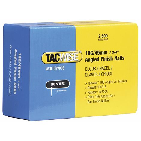 Tacwise - 16G Angled Finish Nails 38mm for DC618K (Pack 2500)
