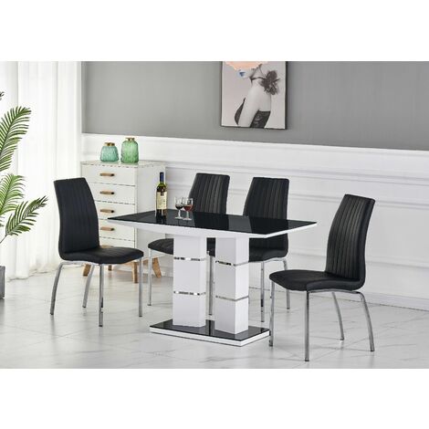 Seater Dining Table With 4 Modalux, Round Glass Dining Table With Leather Chairs Uk