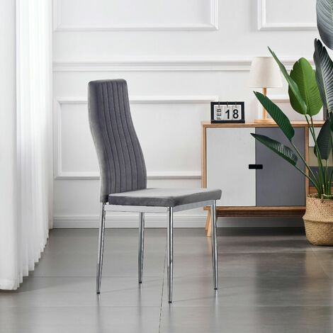 FURNIZONE UK Monza Chairs Grey Velvet (Set of 2)