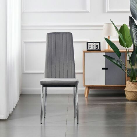 FURNIZONE UK Monza Chairs Grey Velvet (Set of 2)