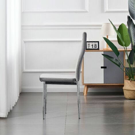 FURNIZONE UK Monza Chairs Grey Velvet (Set of 2)