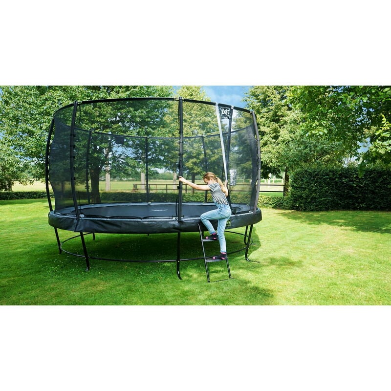 Trampoline d'extérieur avec barrière de sécurité et poteaux rembourrés,  longueur assemblée (cm) : 183, largeur assemblée (cm): 183, hauteur  assemblée (cm): 205 Trampoline de jardin, capacité de charge