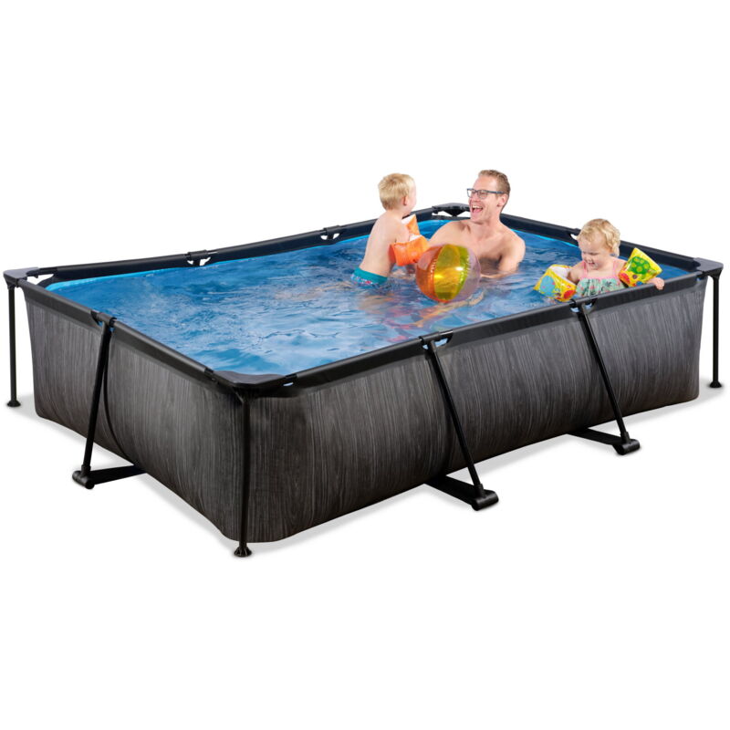 Piscine EXIT Black Wood 300x200x65cm avec pompe filtrante - noir