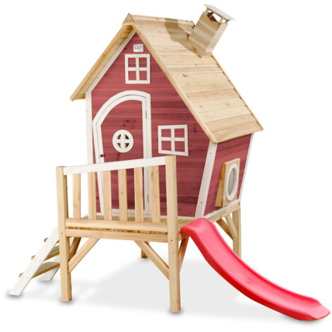 Exit Toys – Maisonnette en bois de cyprès certifié FSC 300 – Résistante aux intempéries – Toboggan intégré – Assemblage facile avec panneaux prémontés