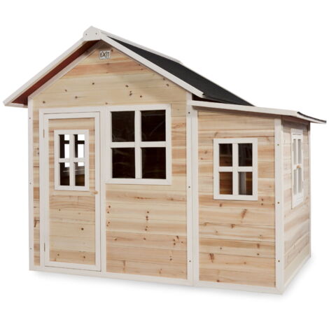 Exit Toys – Maisonnette en bois pour enfants Loft 150 – Bois de cèdre FSC – Dimensions 188 x 149 x 159 cm – Toit en bitume étanche