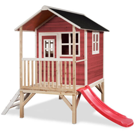 Maisonnette en bois pour enfants Loft 300 Rouge - Exit Toys