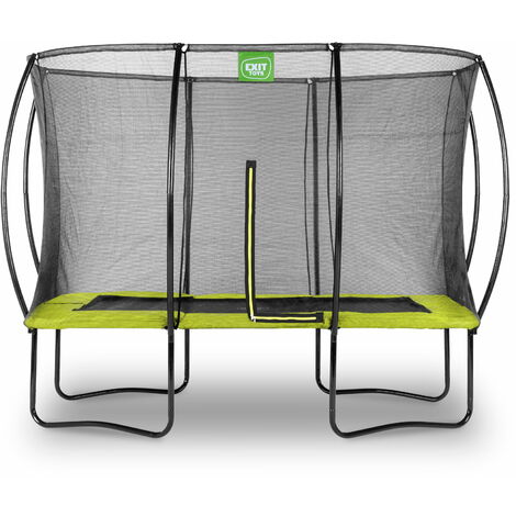 Exit Toys – Trampoline rectangulaire 214 x 305 cm vert – Charge maximale 120 kg – Filet de sécurité avec montants courbés – Acier galvanisé