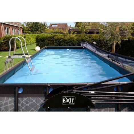 Exit Toys – Piscine tubulaire EXIT Stone 540x250x100cm – Pompe filtrante à sable – Parois triples couches en pvc et polyester – Cadre galvanisé noir