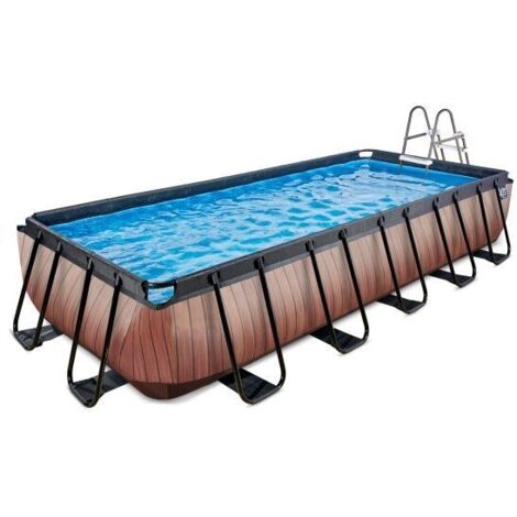 EXIT Piscine en bois 540x250x100cm avec pompe à sable - marron (1/5)