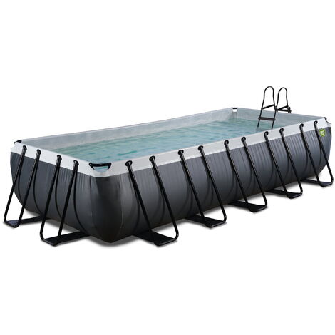 Piscine tubulaire EXIT Black Leather 540x250x100cm – Pompe filtrante incluse – Parois triples couches en PVC et polyester – Cadre en acier galvanisé – Errebi Group
