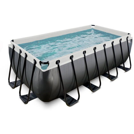 Piscine EXIT Black Leather 400x200x122cm avec pompe filtrante - noir (1/4)
