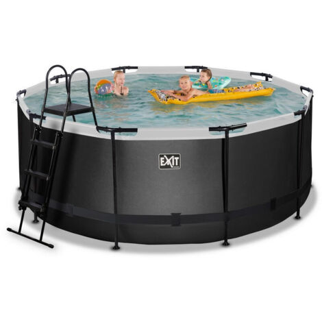 Piscine EXIT Black Leather ø360x122cm avec pompe filtrante à sable - noir (1/5)