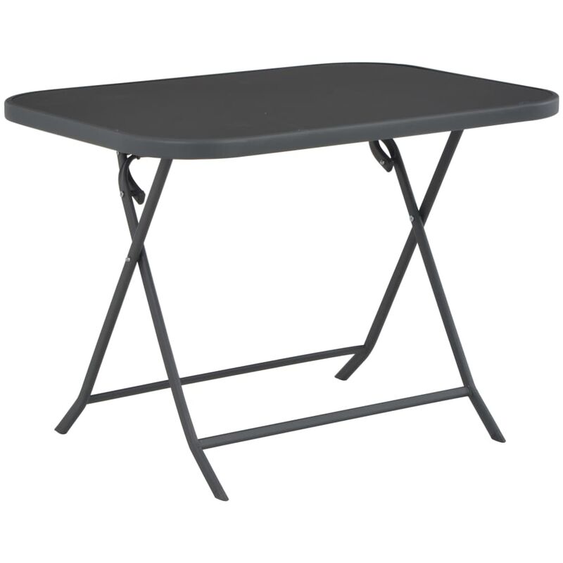 Table pliable de jardin Gris 100x75x72 cm Verre et acier