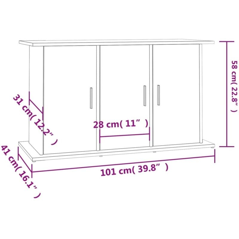 Support pour aquarium noir 101x41x58 cm bois d'ingénierie 2