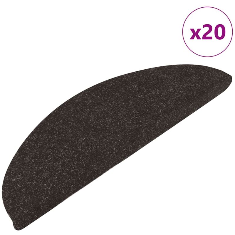 vidaXL Tapis d'escalier auto-adhésifs 20 pcs noir 56x17x3 cm
