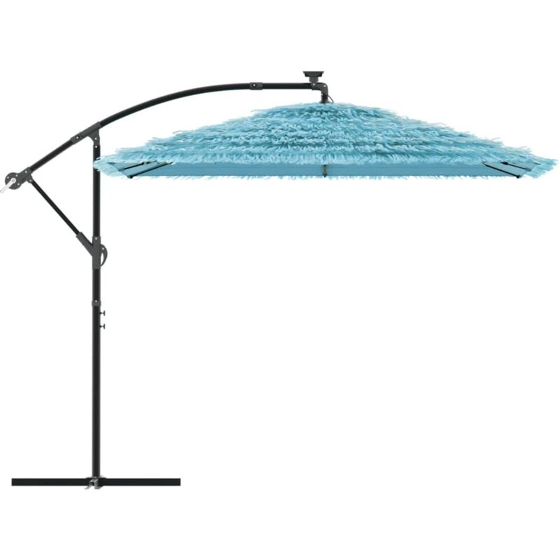 Parasol Demi Jardin VidaXL 294cm Avec LED - Mât Alu, Manivelle, Largeur 150cm - Pour Terrasse Et Balcon